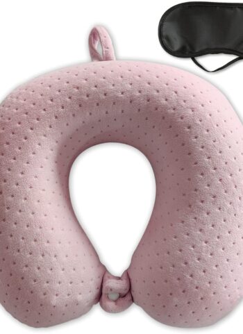 Neck Pillows for Sleeping Travel Pink Travel Pillow Comfortable U Shape Memory Foam Pillows Neck and Head Support Portable Travel Neck Pillow Suitable for Planes, Trains, Self-Driving Cars